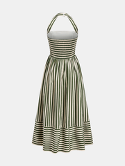 Striped Halter Neck Maxi Dress
