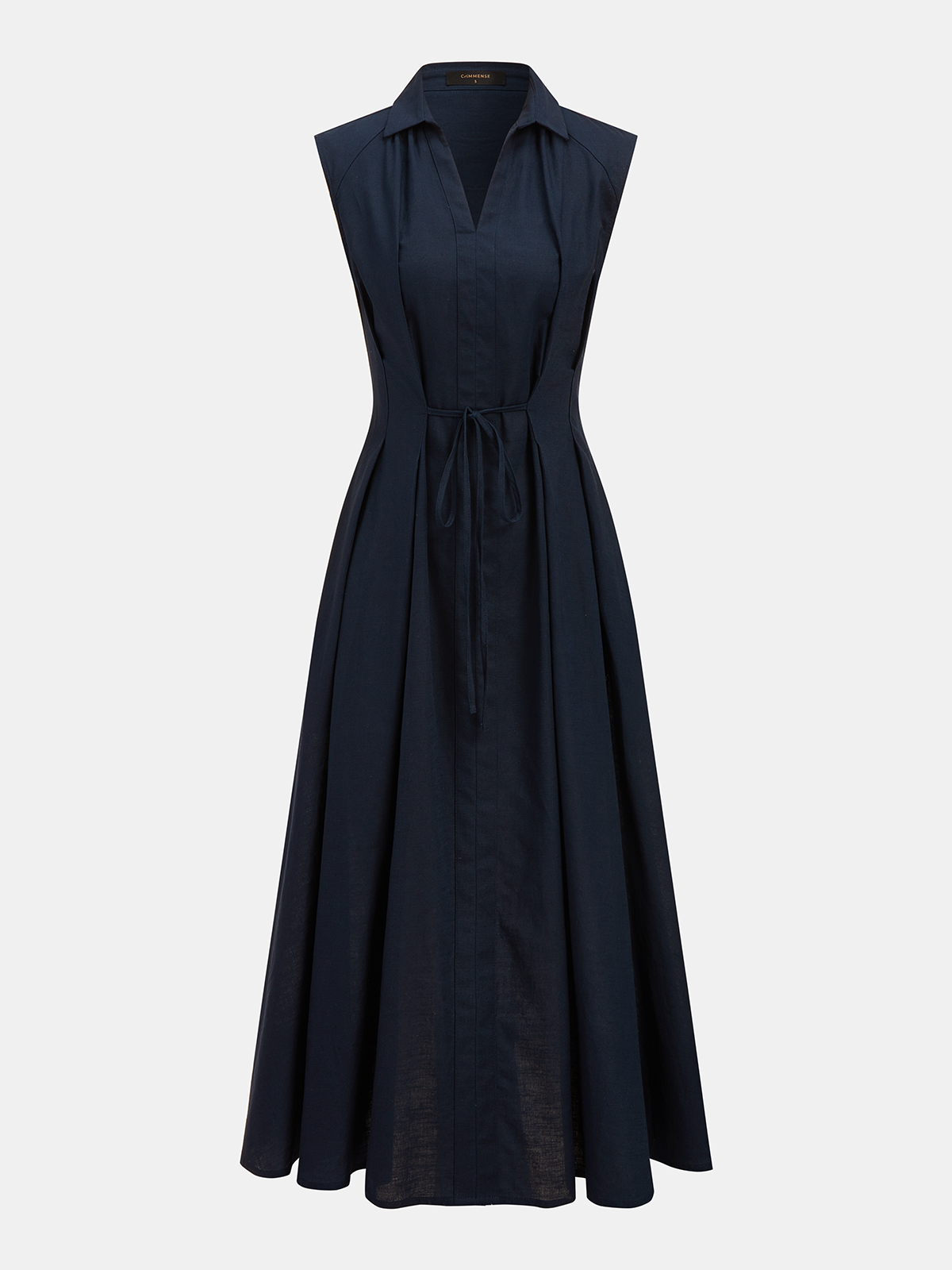 Cotton Linen Sleeveless Shirt Dress
