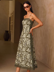 Crochet Trim Floral Print Slip Dress