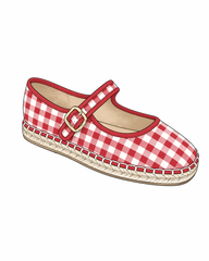 Gingham Mary-Jane Red Espadrille Flats