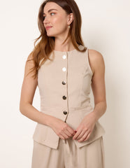 Round Neck Button Through Vest & Trouser Set
