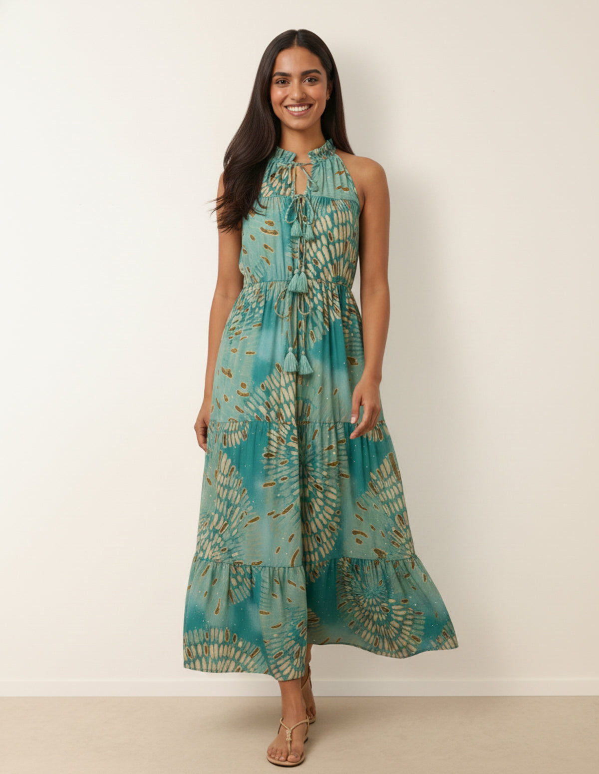 Diamante Tiered Tie Front Dress