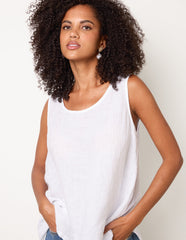 Jersey Back Linen Woven Front Sleeveless Top