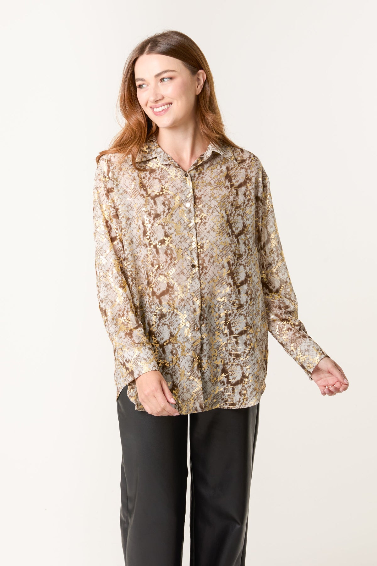 Snake Print Long Sleeve Shirt