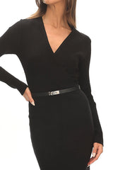 Casiah Belted Knit Maxi Dress Black