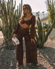 Chandler Linen Blend Long Sleeve Crop Top