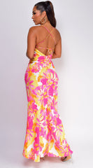 Agave Multi Floral Maxi Dress - Pink