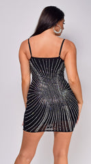 Carmel Black Rhinestone Mini Dress