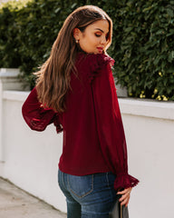 Eleanora Crochet Ruffle Blouse - Wine