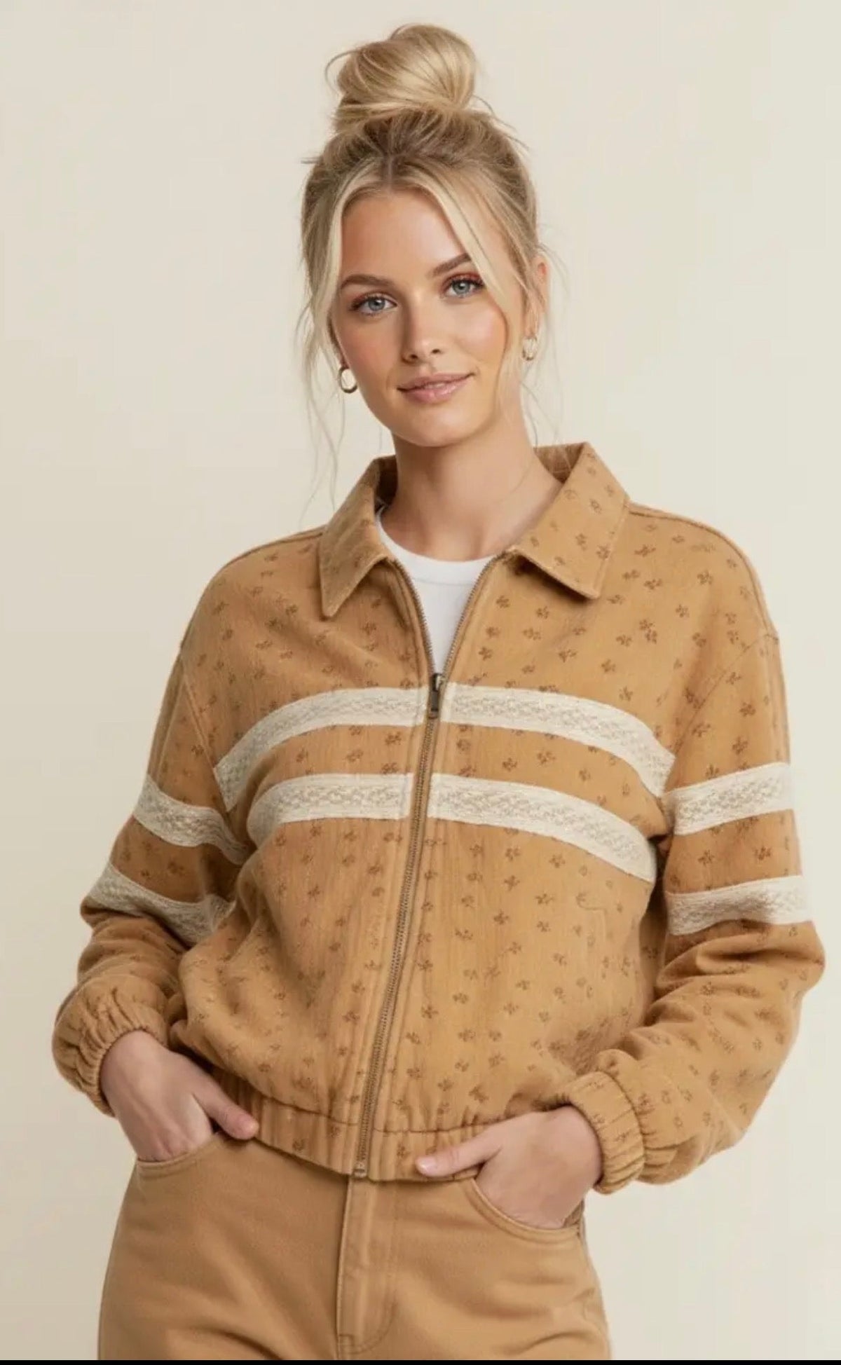 Floral Lace Gal Zip Jacket (can’t restock)