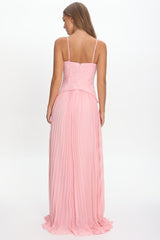 Cambridge Accordion Pleat Corset Dress Pink