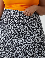 Curve Asymmetric Seam Midi Skirt