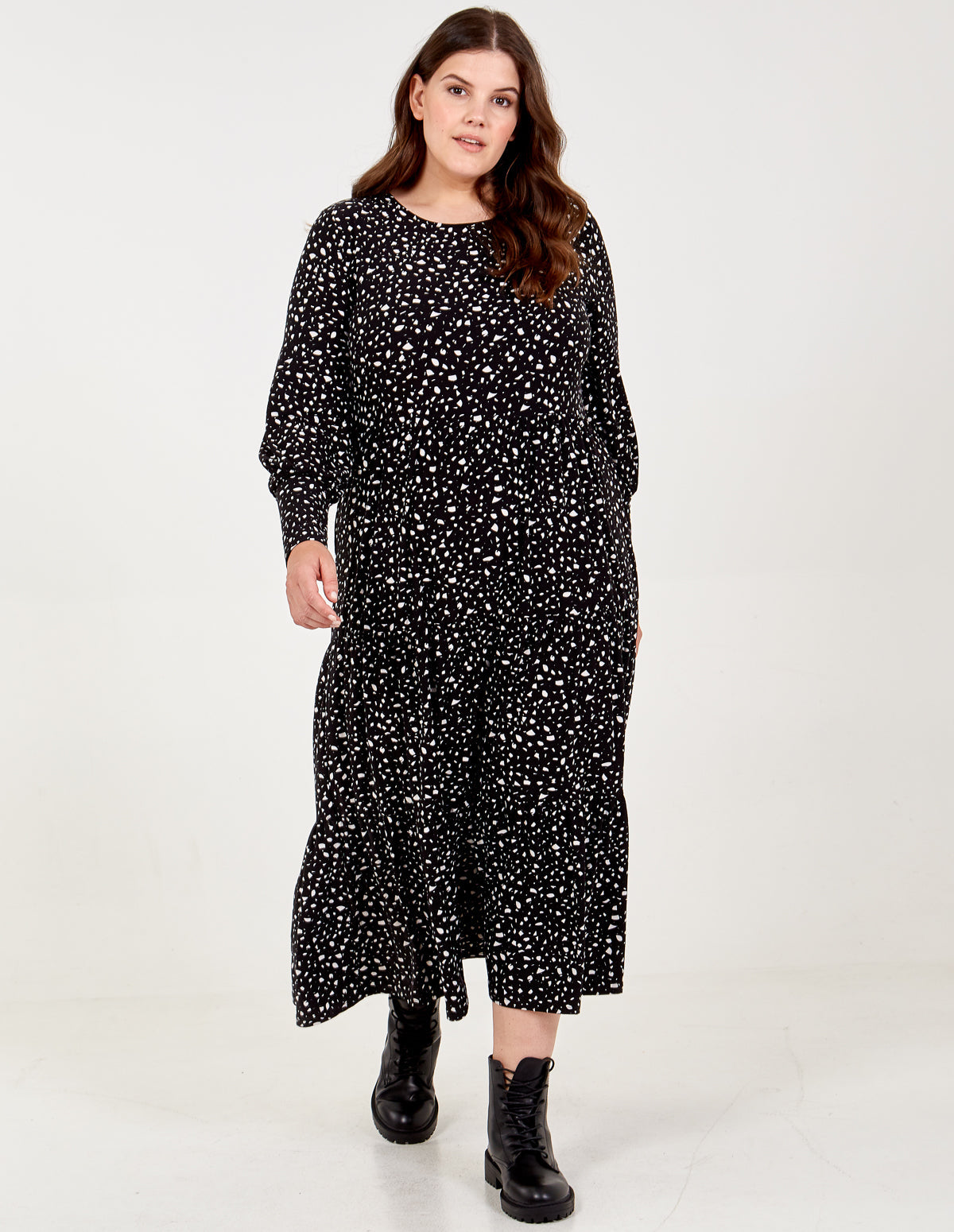 Curve Long Sleeve Smock Dress