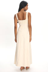 Aila Gathered Bust Maxi Dress Cream