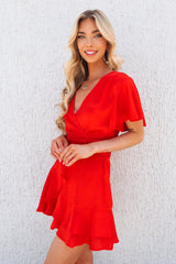 Satin Butterfly Dress - Red