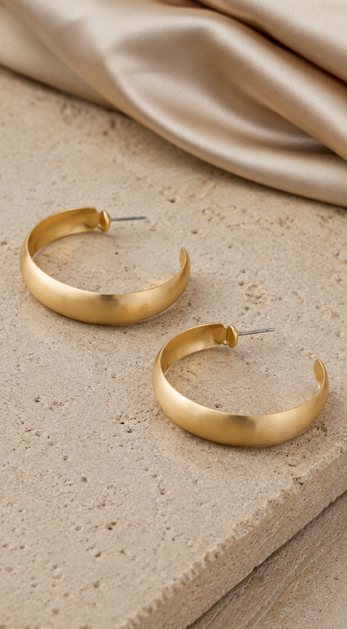 Selene Satin Hollow Hoop Earrings – Gold