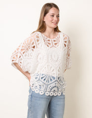 Crochet Detailed Kimono Top
