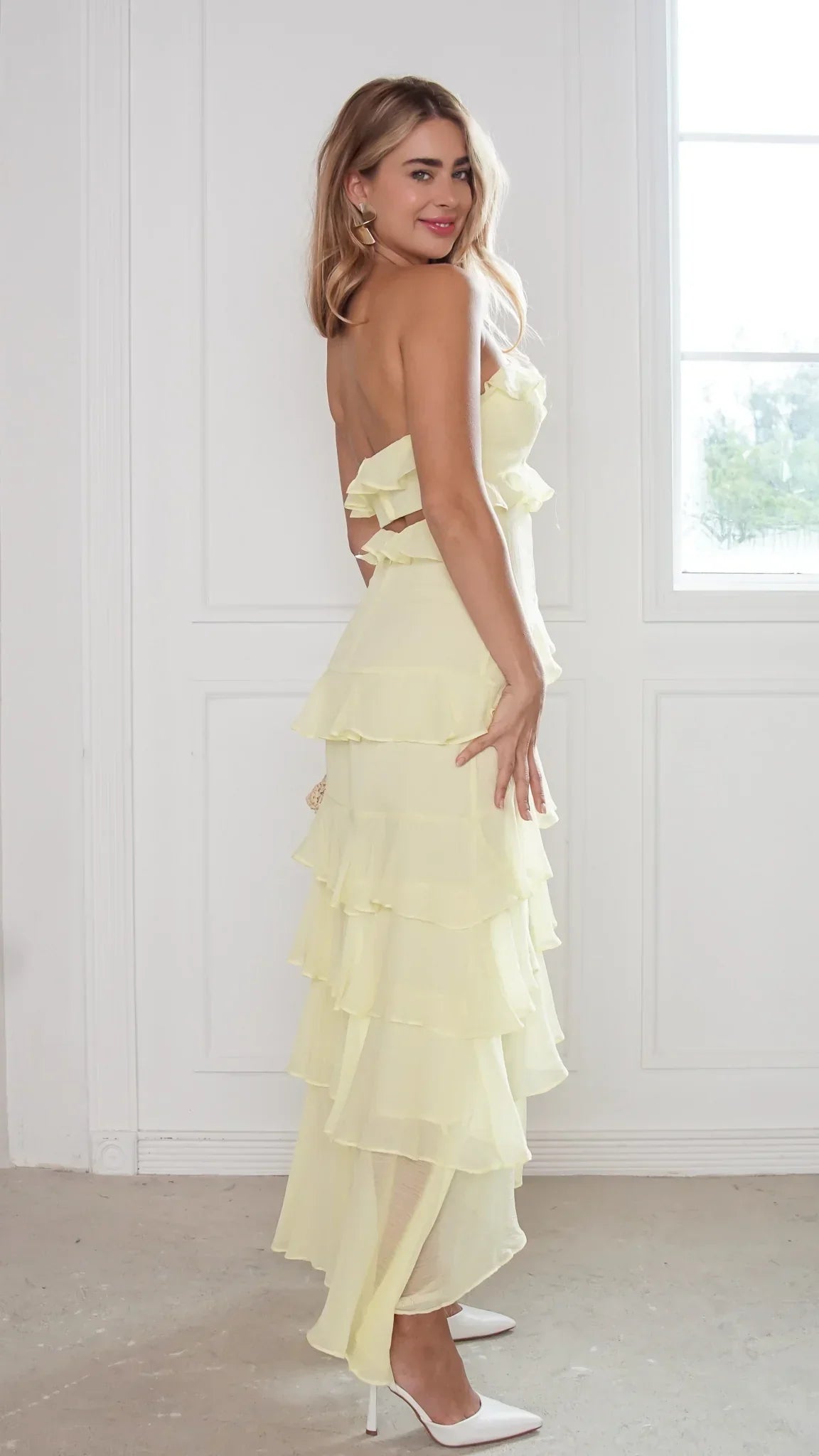 Lunette Strapless Ruffle Maxi Dress