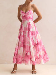 Floral Print Spaghetti Strap Midi Dress