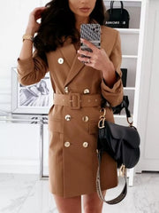 Double-Breasted Belted Blazer Dress