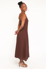 Elvina Midi Dress - Brown