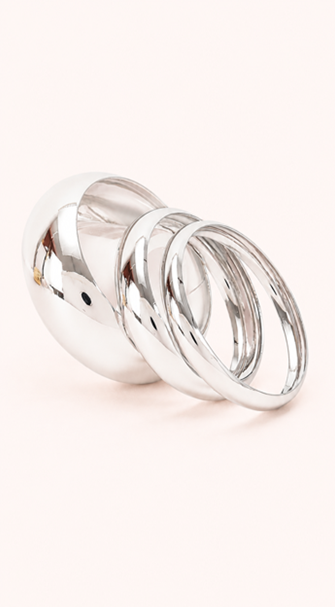 High Shine Stacked 3 Piece Bangle Set - Silver