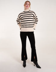 Wide Stripe Roll Neck Jumper