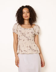 Embroidery Peplum Blouse