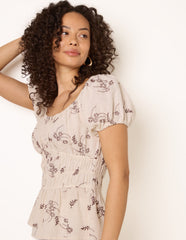 Embroidery Peplum Blouse