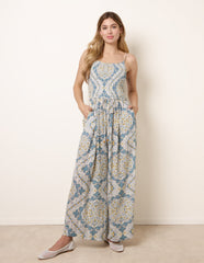 Shirred Drawstring Jumpsuit