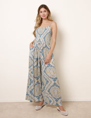 Shirred Drawstring Jumpsuit