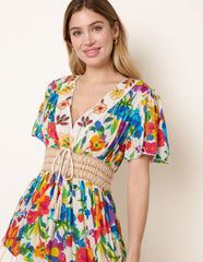 Bright Print Tiered Dress