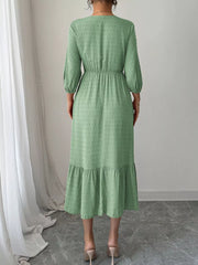 Swiss Dot Ruffle Hem Midi Dress
