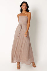 Farley Strapless Maxi Dress - Rose Gold Stripe
