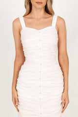 Sierre Ruched Midi Dress - White