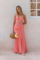 Evening Magnolia Strapless Maxi Dress Peach