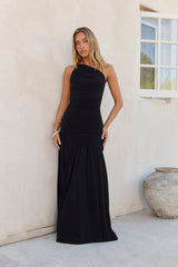 Spun In The Sun One Shoulder Maxi Dress Black