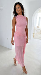 Ismerie Mesh Maxi Dress - Pink