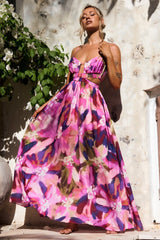 Paradise Bloom Woven Maxi Dress - Purple Multi