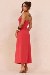 Shot Twist Maxi Dress - Red
