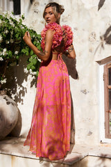 Sunset Paint Maxi Dress - Pink Orange