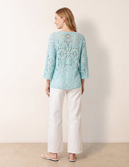 Flower Crochet Long Sleeve Top