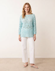Flower Crochet Long Sleeve Top
