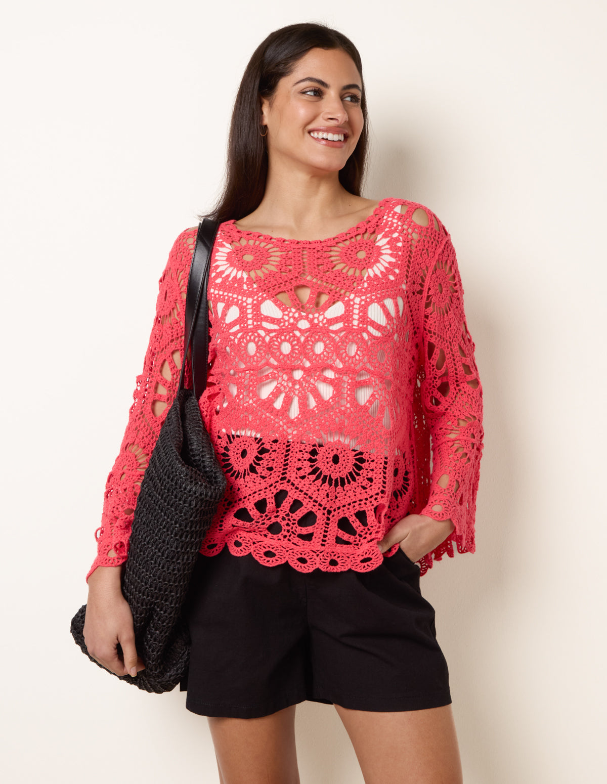 Crochet Top With Flared Sleeves