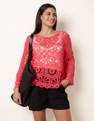 Crochet Top With Flared Sleeves