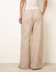Embroidered Pattern Wide-Leg Trousers